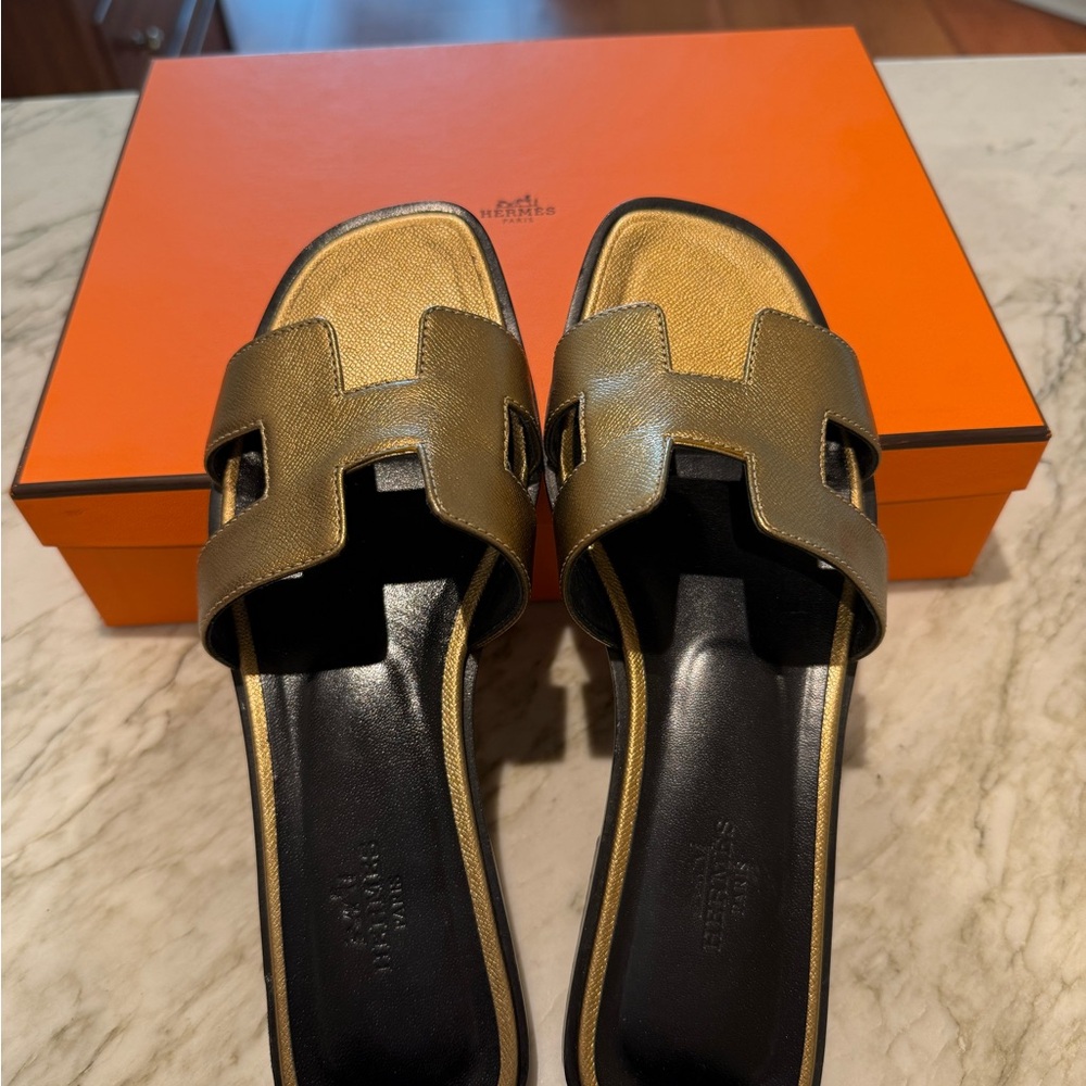 Hermes Signature Bronze Sandals